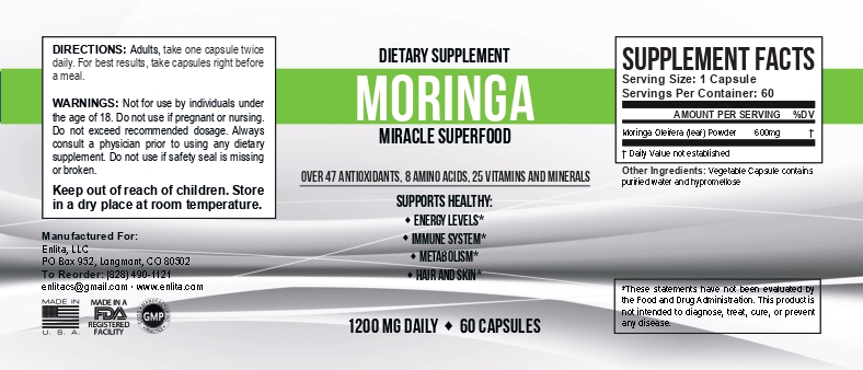 Moringa Miracle Superfood 400 mg 60 caps
